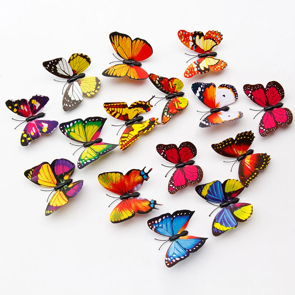 20 шт./компл. 3D Красочные двухслойные бабочки на палочках домашний Двор Газон