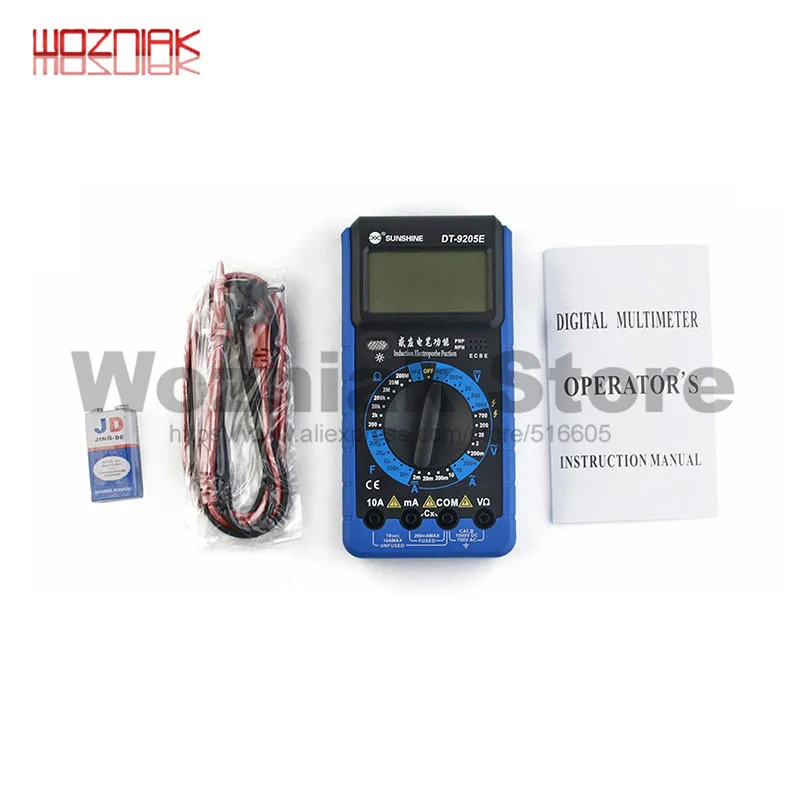 DT 9205E Цифровой мультиметр ЖК дисплей Дисплей Авто Мощность начиная AC/DC Напряжение