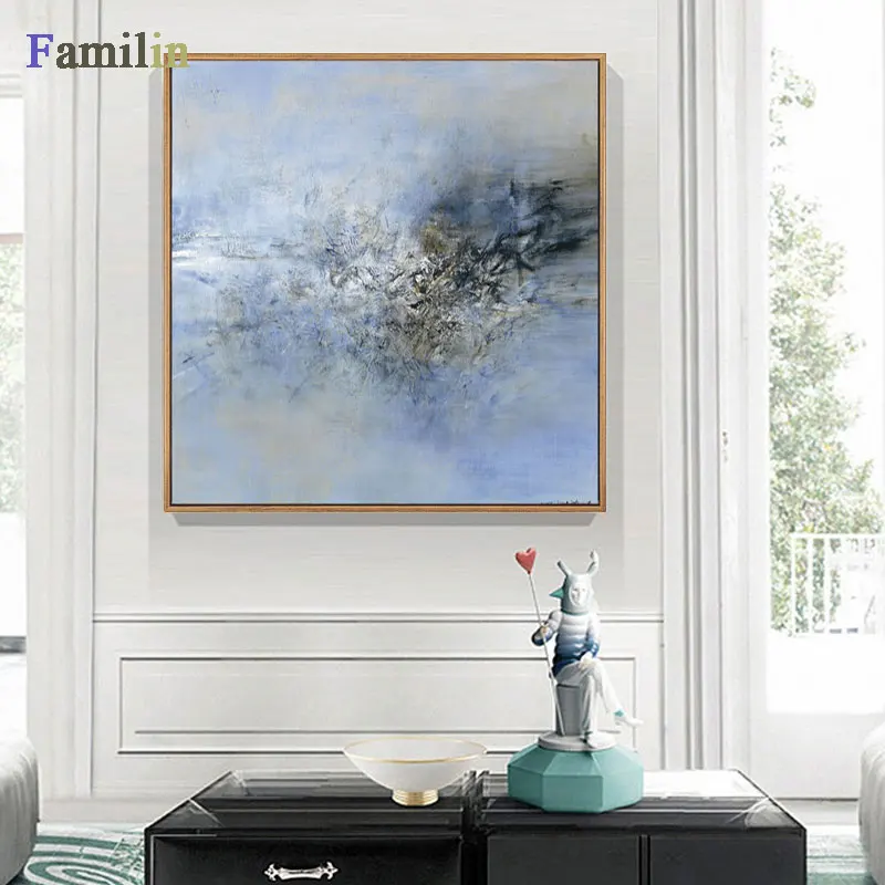 Абстрактная картина маслом на холсте HD принт желто серый цвет скандинавский