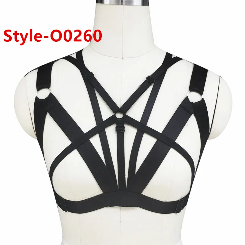Style O0260 Женский модный сексуальный бюстгальтер в клетку, черный бандаж, женское белье с эластичными ремешками, регулируемые сзади топы в готическом стиле, костюм с пентаграммой - Цвет: Style O0260
