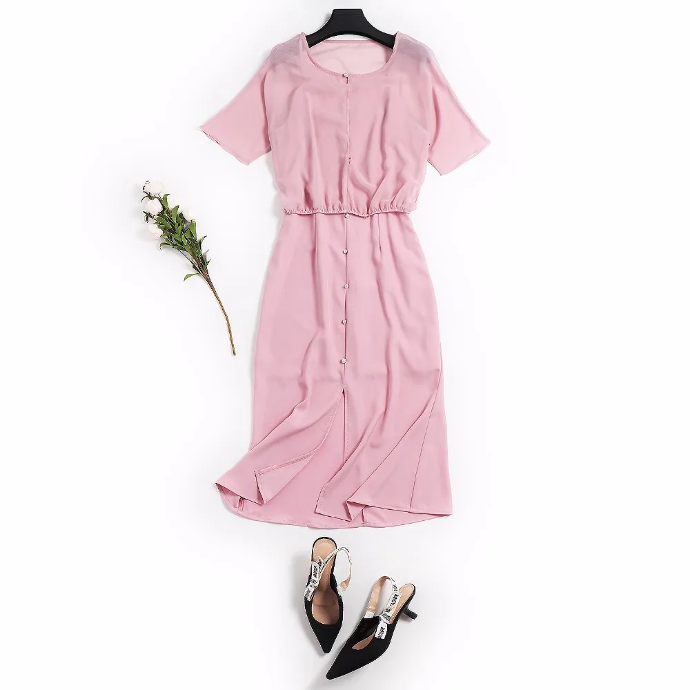 Весна-осень женские модельные Сапоги выше колена длиной до икры розовое платье