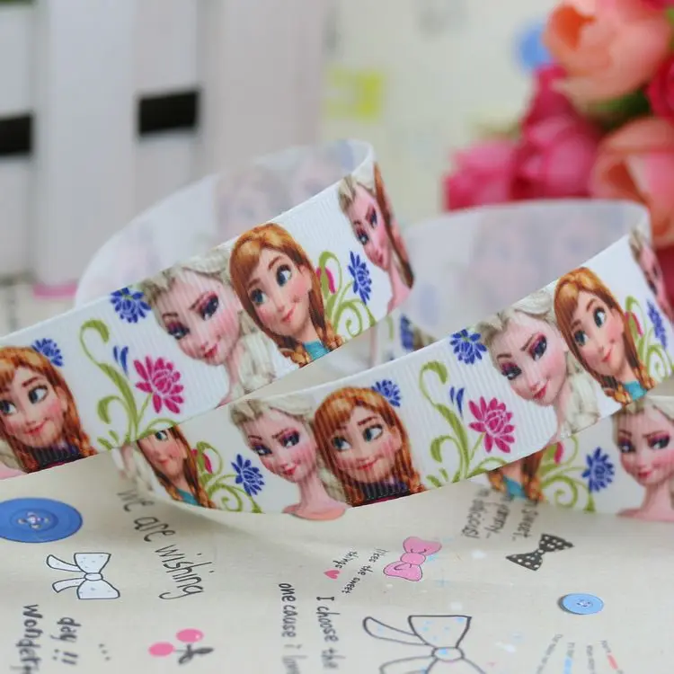 DHK 7/8 ''5 ярдов «Анна», «Эльза» с принтом корсажная лента для волос с бантом diy вечерние украшения OEM 22 мм C717