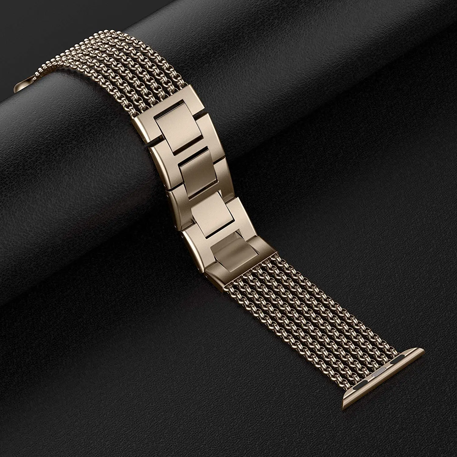 Золотой Wearlizer для Apple Watch ремешок 38 мм iWatch сетчатая петля Миланский ремешок из нержавеющей стали замена Широкие ремешки для Apple Watch - Цвет ремешка: Золотой