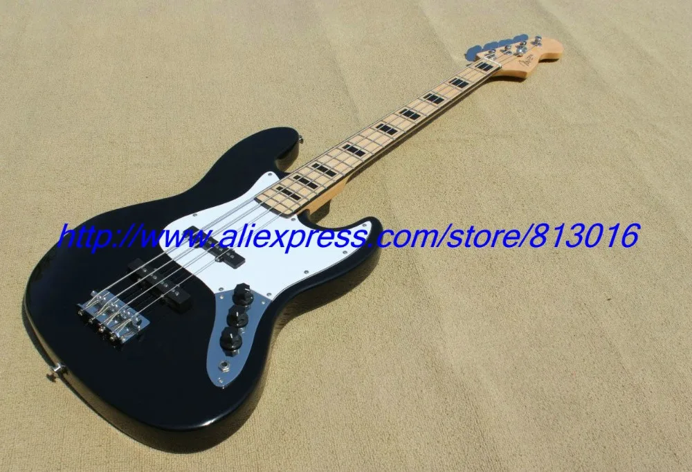 Хит! Электрическая гитара на заказ джазовый бас типа черный цвет клен гриф блок
