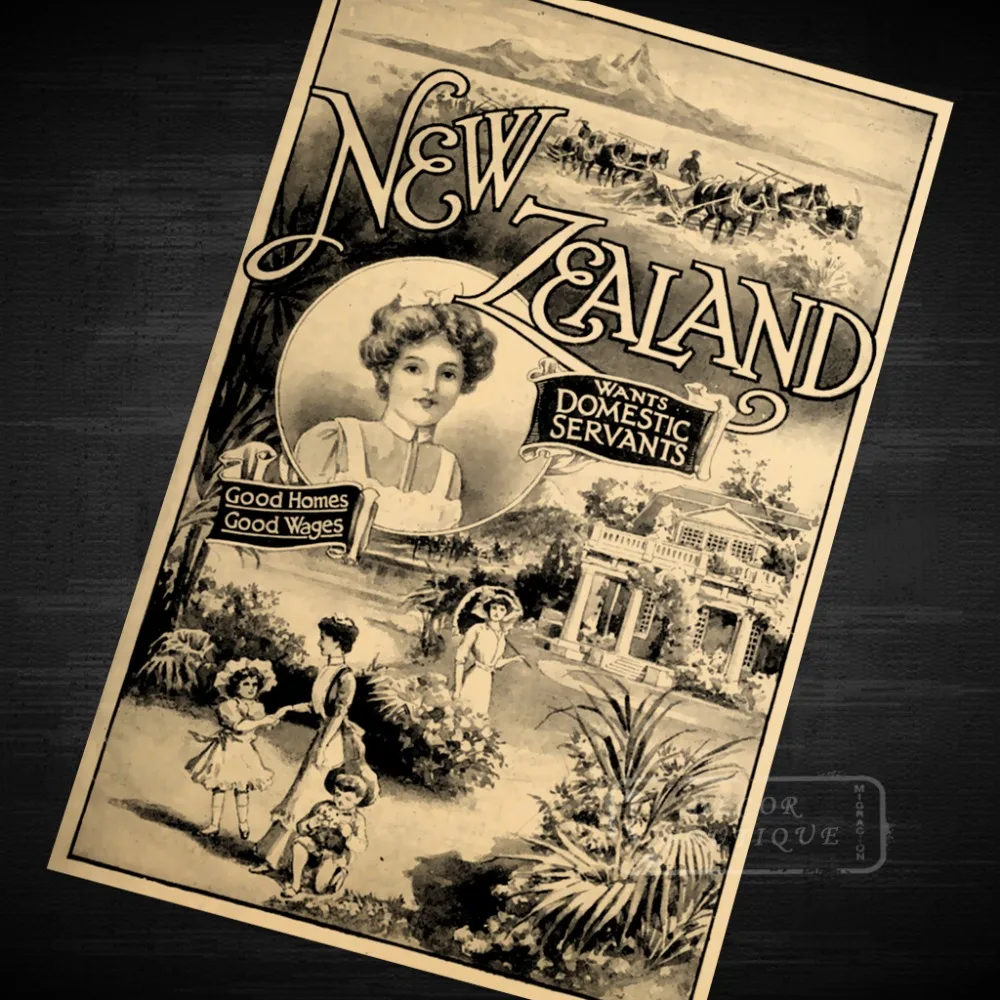 Домашние служители Новая Зеландия NZ Винтаж Ретро Холст Картина рамка постер DIY