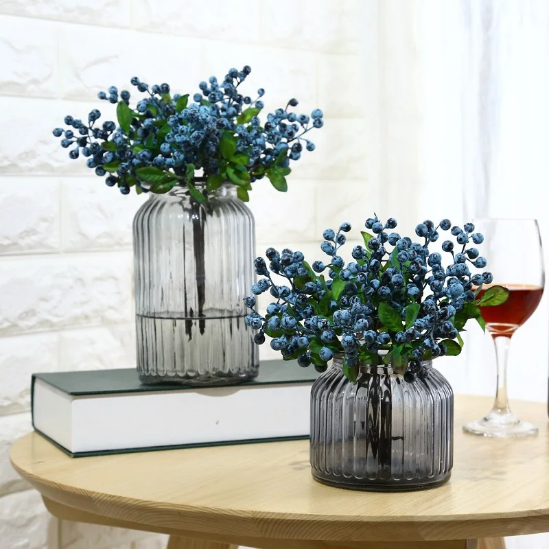 25cm Artificial Flowers Berries Simulation Mini Cherry Blueberry Real Touch Fruits Floral Wedding Home Decoration Fake Plants | Дом и сад
