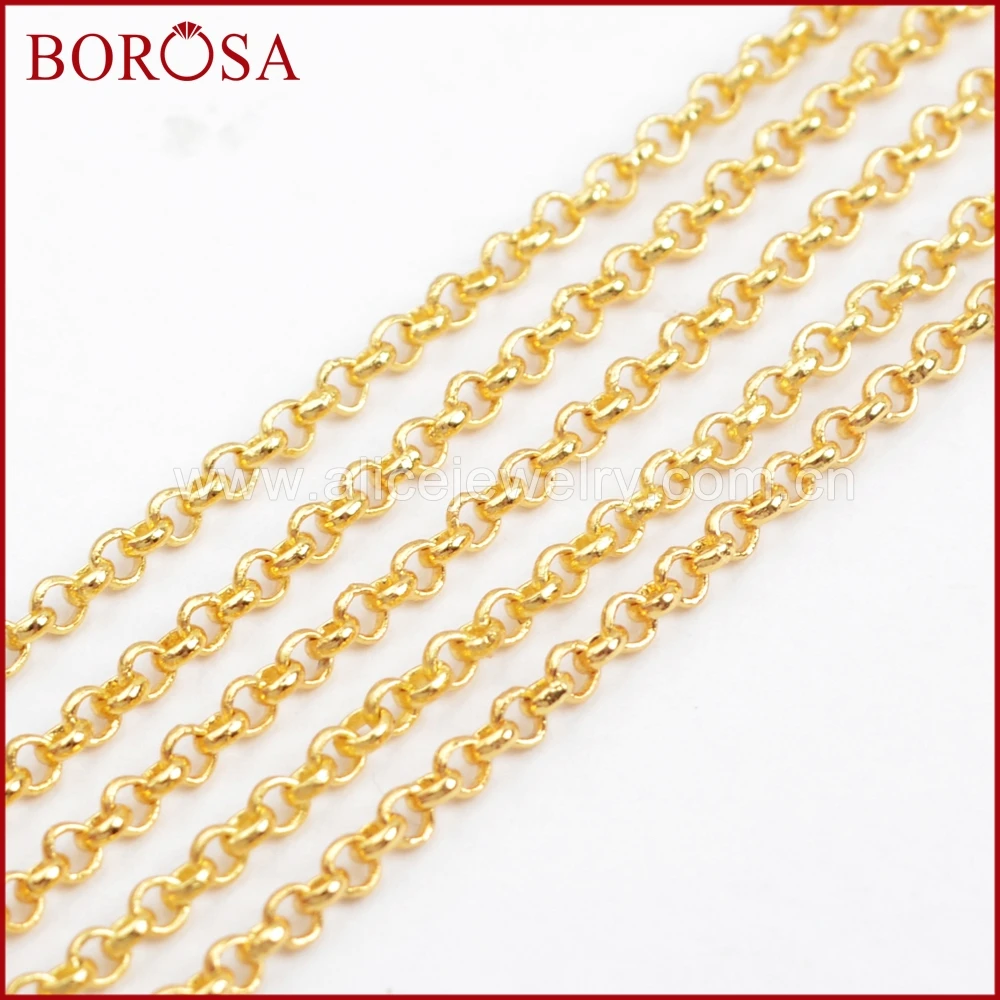 

BOROSA 10PCS 21inch Gold Color 2mm Thin Finish Chain Necklace Brass Chains Jewelry Findings for Pendant Necklace Making PJ112
