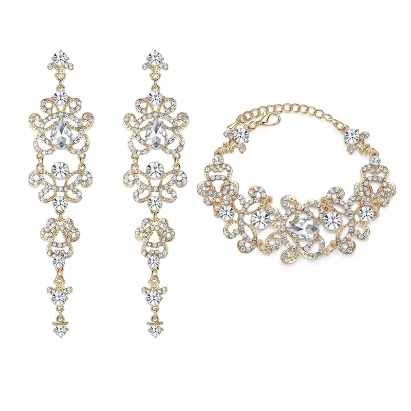 Gold jewelry sets Minmin Кристалл Наборы свадебных ювелирных изделий Браслет Бабочка Серьги Наборы для ухода за кожей Свадебные африканские Бусины комплект ювелирных изделий для Для женщин EH166+ SL032 - Окраска металла: Gold jewelry sets