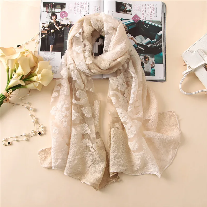 2020 брендовый роскошный шарф женский модный Шелковый с вышивкой Омбре женские