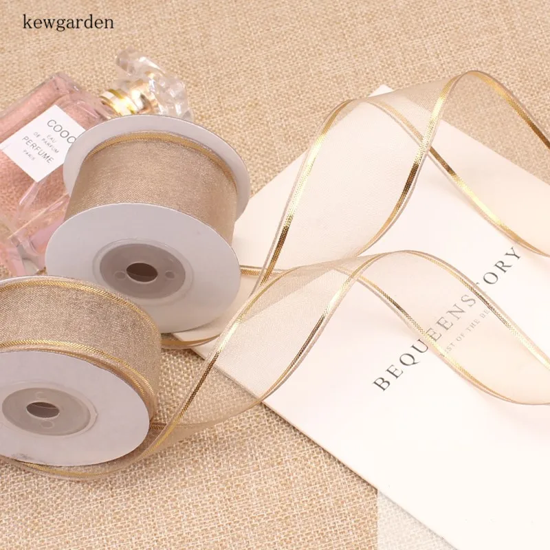 Kewgarden 38 мм 25 яркие полосы Край Вуаль ленты вручную изготовленная Лента Сделай сам