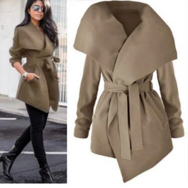 

Brieuces 2022 Spring Autumn Fashion Jacket Coat Women Large Lapel Solid Overcoat Long Sleeve Pockets Casual Outerwear Black/Grey