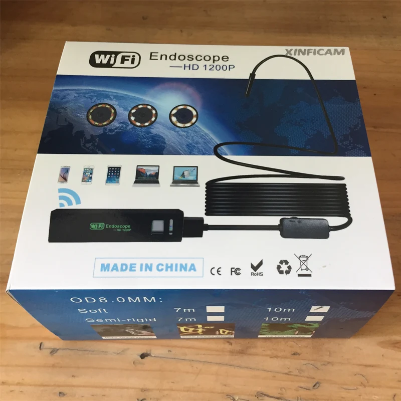 XIFICAM Wifi мм эндоскоп 8 1200 P HD для Android iOS iphone мягкий кабель провод труба камера Змея