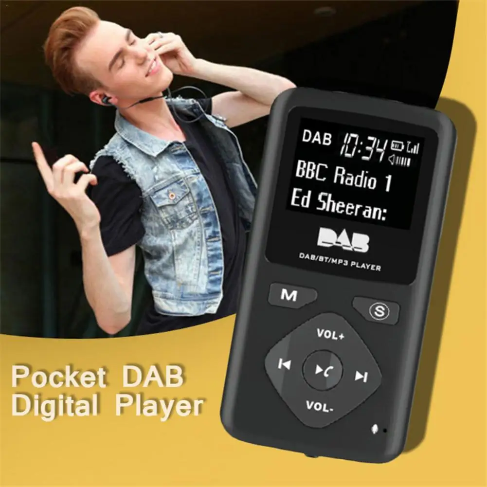 Карманный DAB портативный цифровой радио с Bluetooth MP3-плеер для пеших прогулок бега спорта