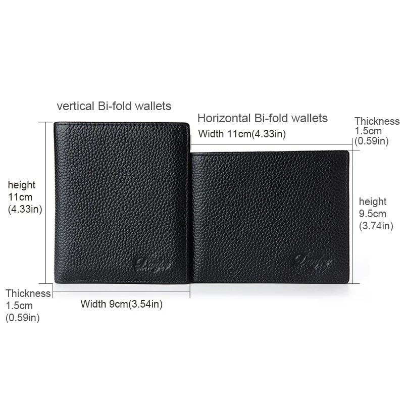 Luxury Men Small Wallet Genuine Leather Black Bi-fold Money Purse for High Quality Men's Coin Bag DANJUE Brand | Багаж и сумки