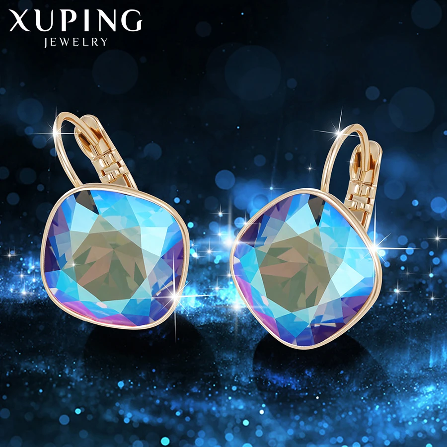 Xuping романтические серьги-кольца с кристаллами Swarovski золотого цвета, изысканные вечерние ювелирные изделия, подарок для женщин и девочек M76/M77/M78-20371
