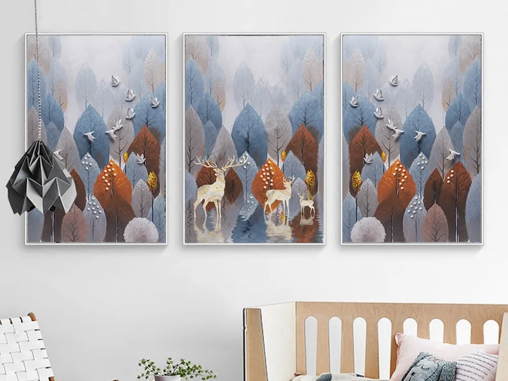 

Modern simple reliefs three - dimensional elk Mediterranean Mediterranean Nordic decorative painting frameless painting