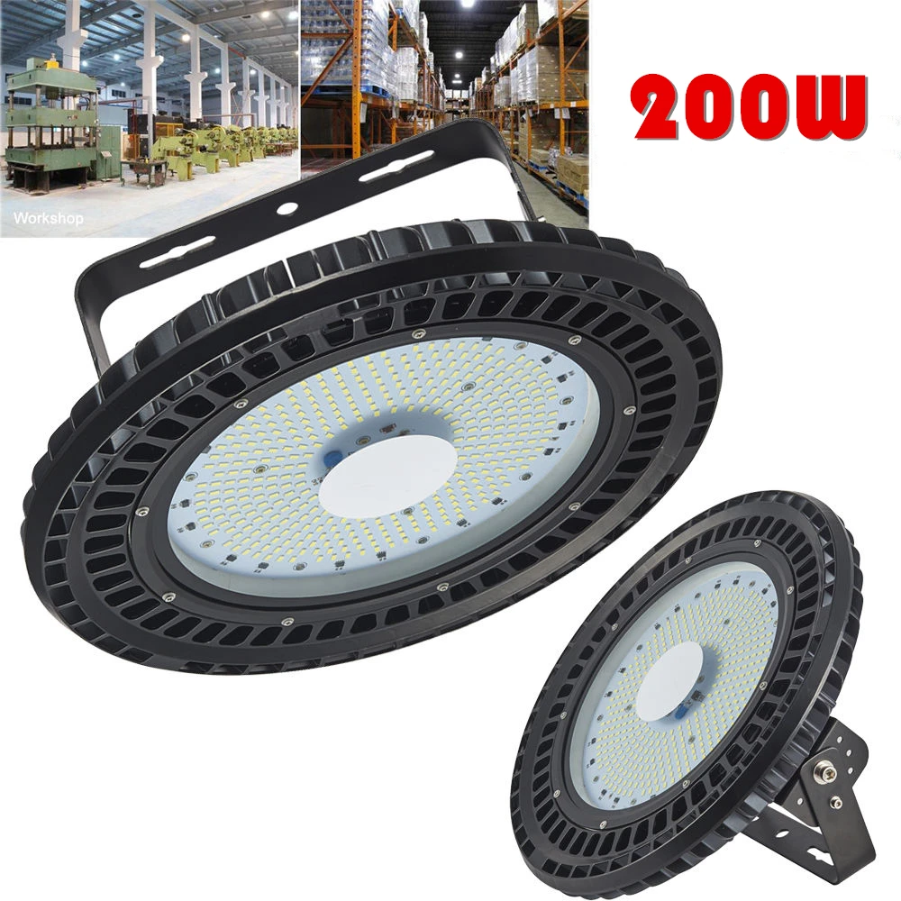 

2PCS GERUITE UFO Industry Lights 200W LED Hall Lamp 16000LM SMD 5730 220V 110V 6000K-6500K Mining Lights Industrial Lighting