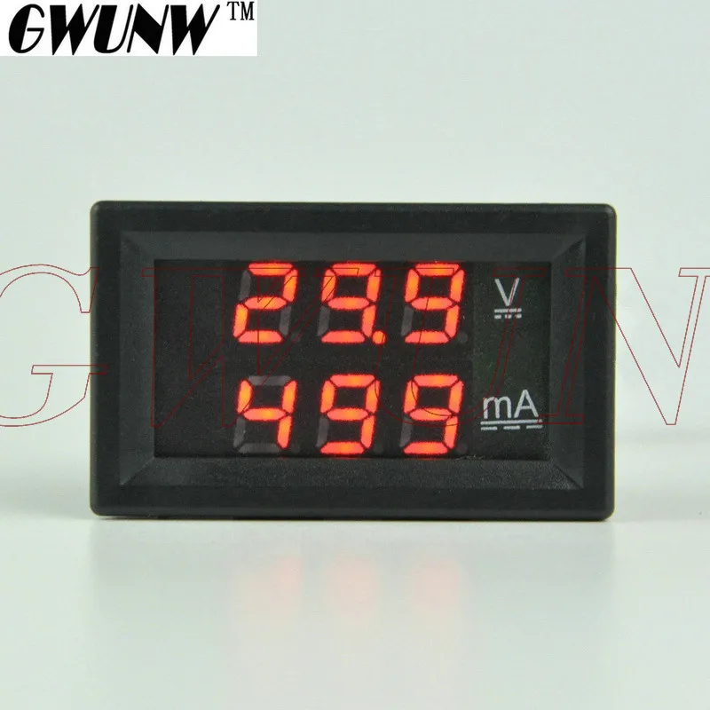 red and red GWUNW BY32A 0-100V 0-999mA(1A) цифровой амперметр постоянного тока измеритель тока Вольтметр двойной светодиодный дисплей красный синий зеленый желтый - Цвет: red and red