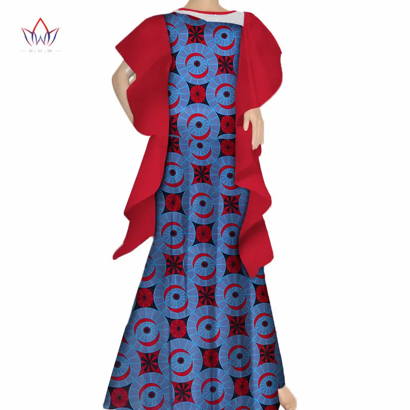 2018 New Women Draped Long Dresses Bazin Riche African Lace Print Dresses for Women Plus Size African Style Clothing WY271