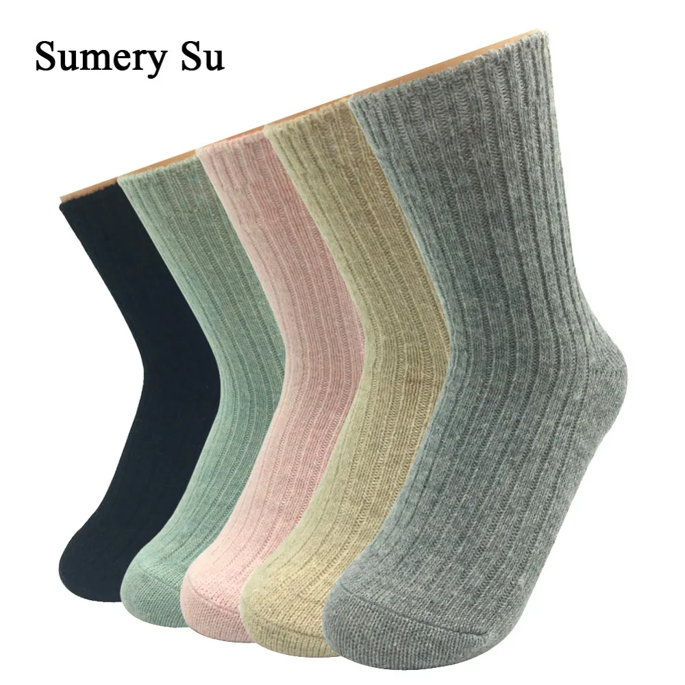 Женские шерстяные носки толстые зимние теплые кашемировые 5 пар/лот|wool socks women|socks