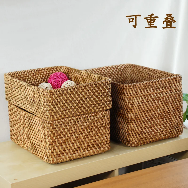 Прямоугольные корзины для хранения корзина импортная натуральная ротанговая
