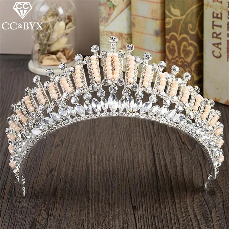 CC tiaras коронки для волос Роскошный Розовый Кристалл Дизайн обручальные свадебные