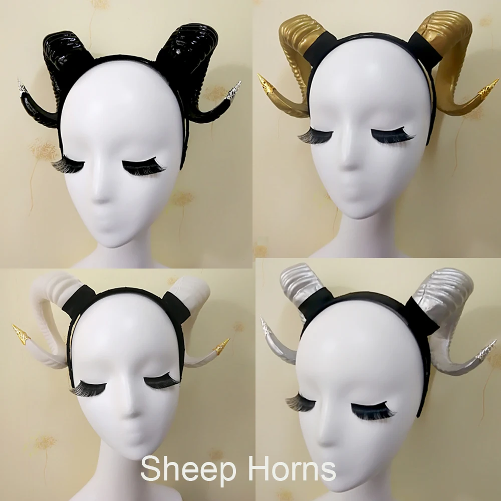 Gothicpunk Ram овчина Рог оголовье стимпанк Коза ободок с рогом рога головной убор Готический Ram Рога головная повязка, аксессуары для волос