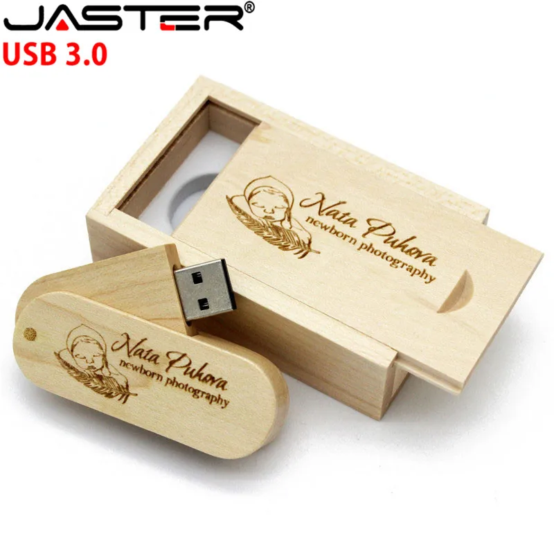JASTER USB 3 0 Логотип Настраиваемый вращающийся деревянный usb + коробка флеш