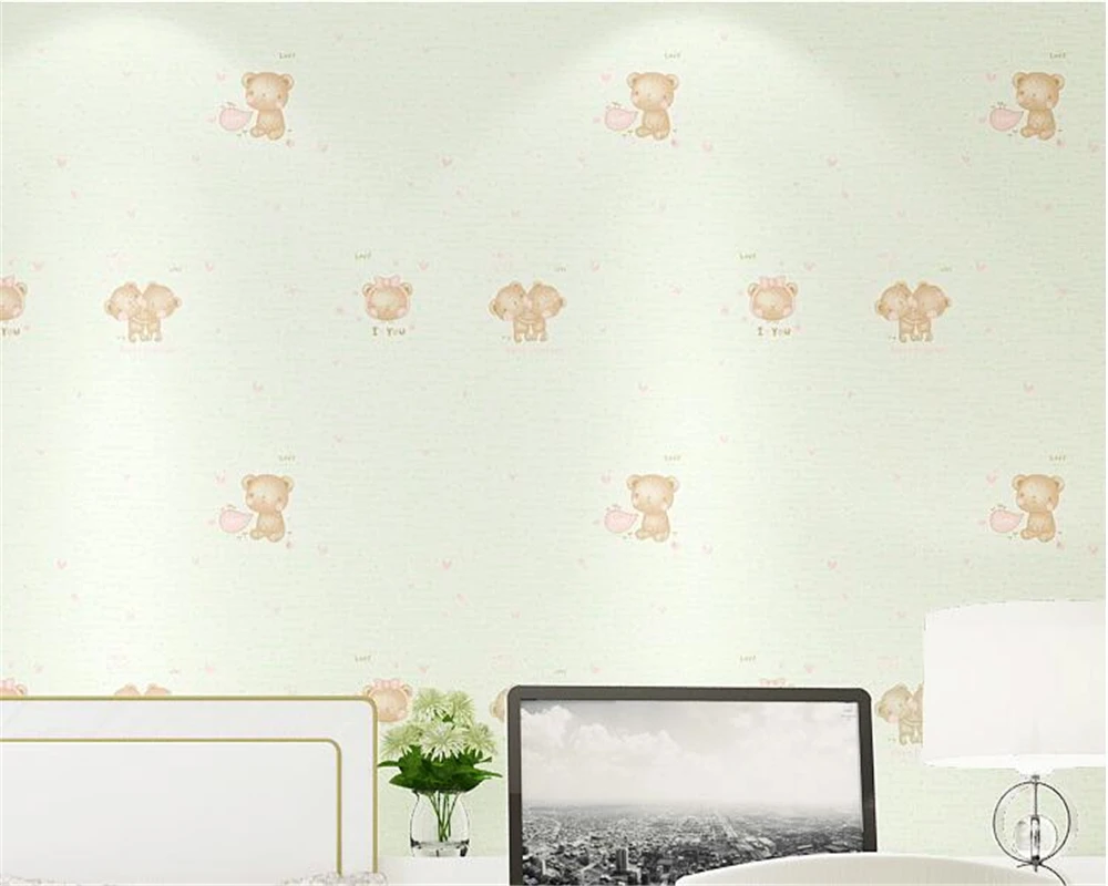 Детские экологически чистые обои для спальни с милым маленьким медведем из