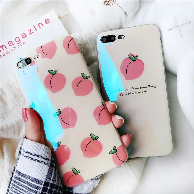 Blu-ray Peach phone case for iPhone 6s 7 Plus 8 XS MAX XR X glossy cover 6 6P 7P 8P |