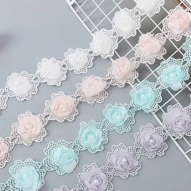 Best selling flower embroidery lace fabric trim ribbon DIY sewing garment handmade material accessories curtain decoration | Дом и сад