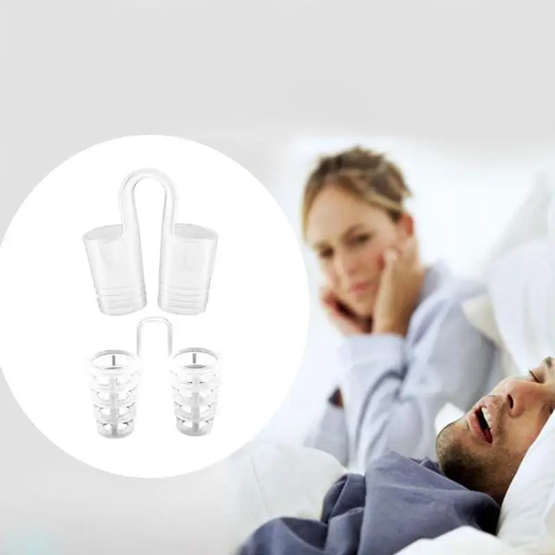 

10pcs Silicone Anti Snore Device Sleeping Aid Equipment Stop Snoring Storage Case Apnea Nose Clip Mini Transparent Anti-Snoring