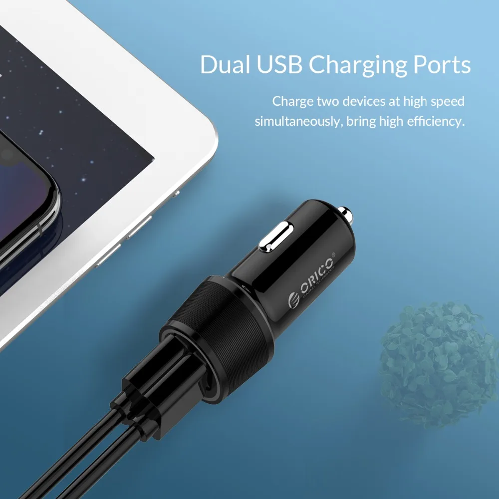 Автомобильное зарядное устройство ORICO Mini USB с двойным выходом 15 5 Вт максимальное