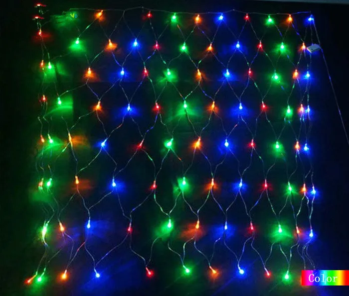100pcs/lot 1.5*1.5 m 96 Led 8 flash modes 220V super bright net string light Christmas lights New year wedding ceremony | Лампы и