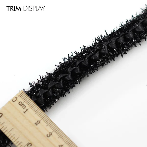 Черная кружевная лента с блестками для рукоделия скрапбукинга венецианская