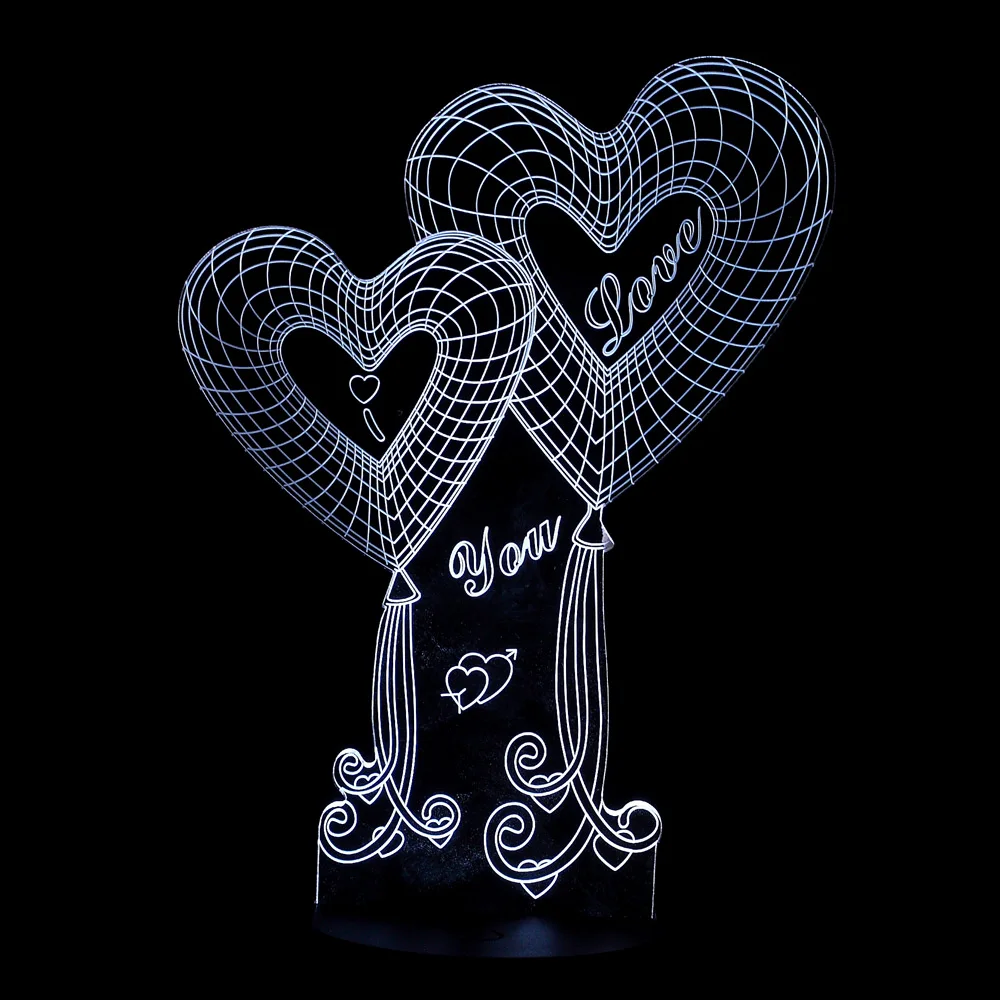 Новый стильный мультфильм победы LED 3D ночник лампа USB сенсорный красочный