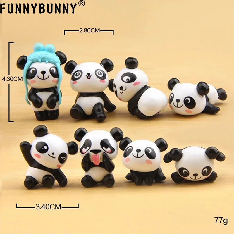 FUNNYBUNNY 8 шт. (1 комплект) милые игрушки панда фигурки набор для игр украшение торта