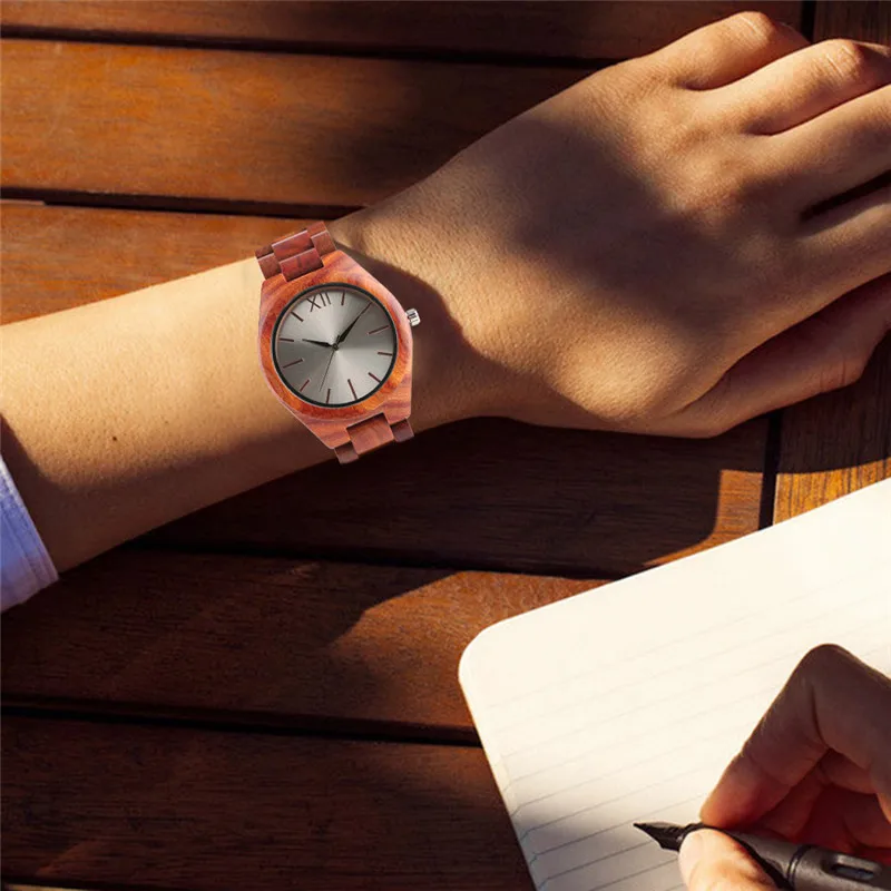 

Nordic Fashion Mahogany Wooden Watch Gray CD-Rom Surface Dial Analog Simple Quartz Wristwatch Male Female Gift Clock reloj saat