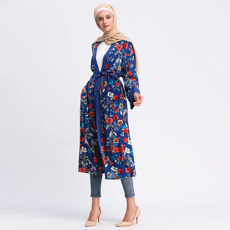 Buytiz синий ремень с принтом ОАЭ повседневное Сетчатое мусульманское платье abaya