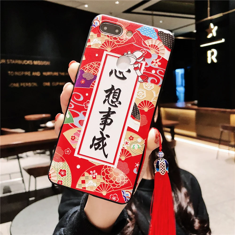 Wrist Strap Case For Xiaomi Redmi Note 5 5A 4X 6 7 K20Pro Chinese Tassel Silicone Phone Cases for 6x 5x Mi 8 9 Cover Capa |