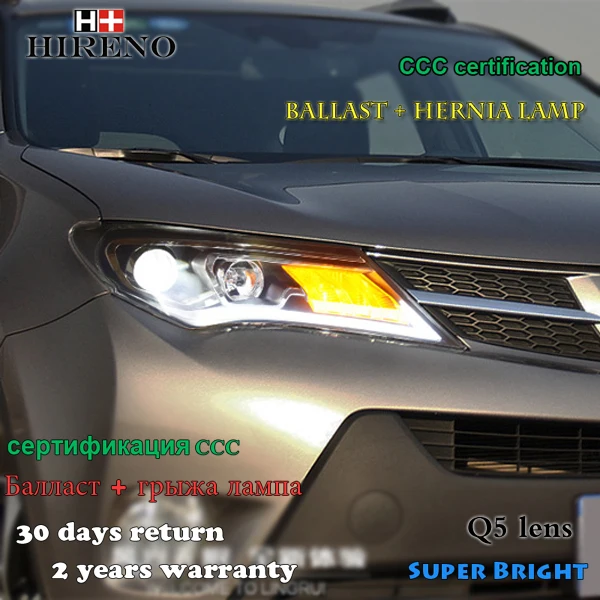 Hireno фары для 2013 2015 Toyota RAV4 фар сборки LED DRL ангел объектив двойной луч ксеноновые 2