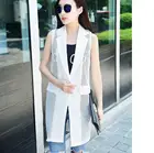 Женский Длинный жилет в европейском стиле, Офисная безрукавка белого и черного цвета, элегантная длинная верхняя одежда, повседневная брендовая одежда