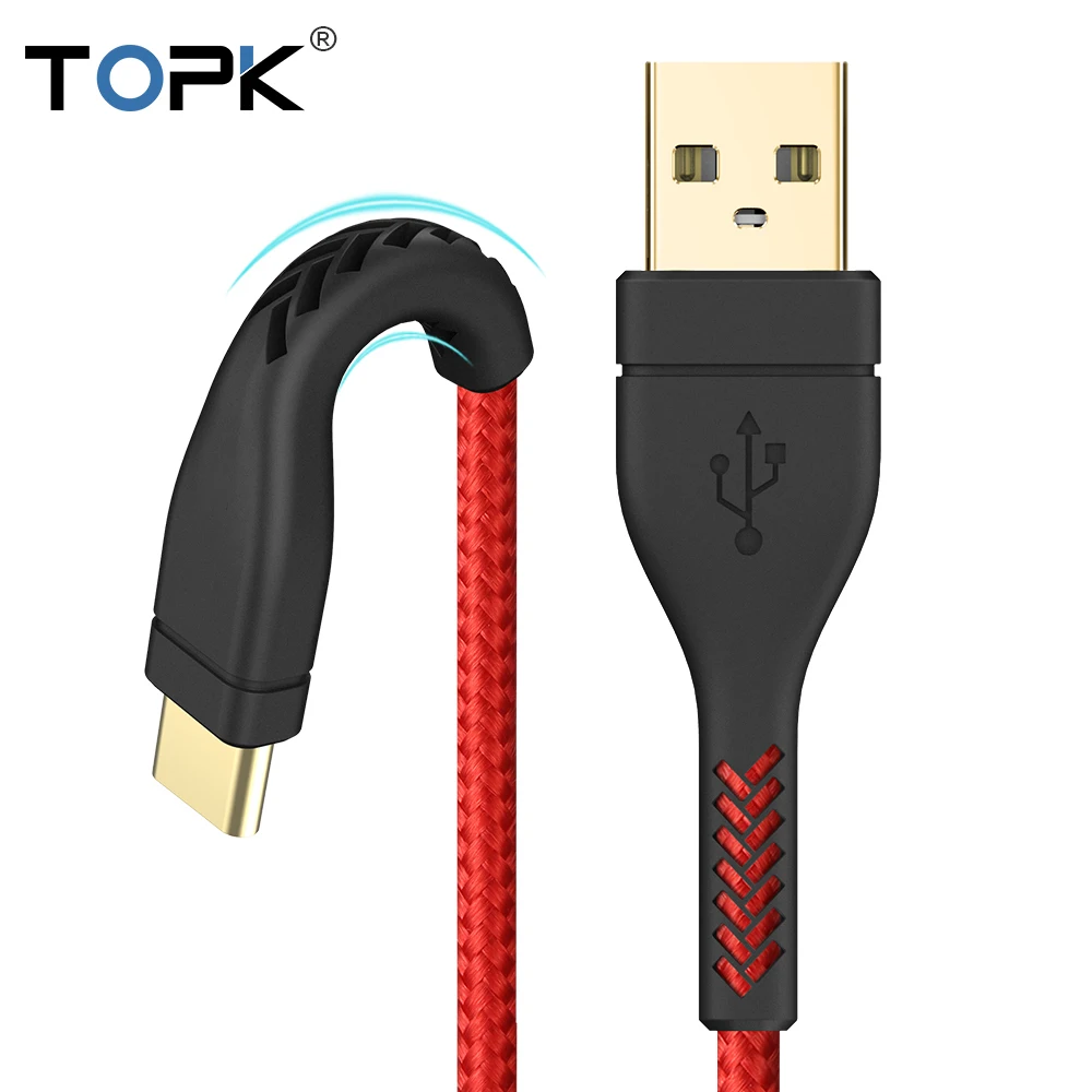 TOPK usb type C кабель для samsung Galaxy Note 9 S9 Plus One 6 5t быстрая зарядка QC3.0 USB передачи данных