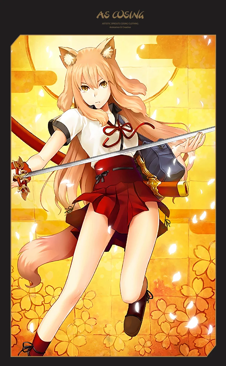[Per-sale] аниме Fate/Grand Order сюзука гозен униформа/платье косплей костюм+ хвосты+ носки+ Ухо для Хэллоуина