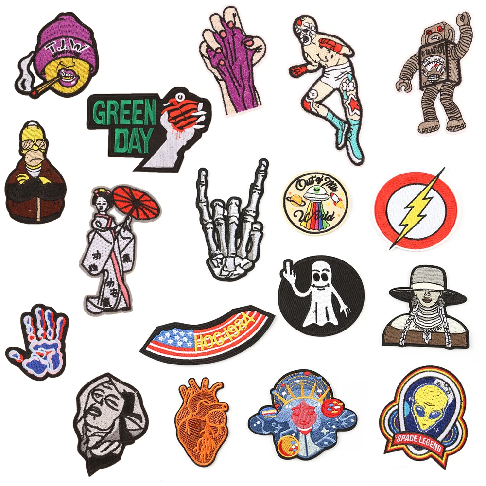 Модные вышитые полосы ткани Значки для одежды рюкзак патчи Железо на патч