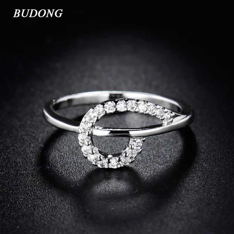 Женское кольцо на палец BUDONG Infinity серебряное с кубическим цирконием и кристаллом