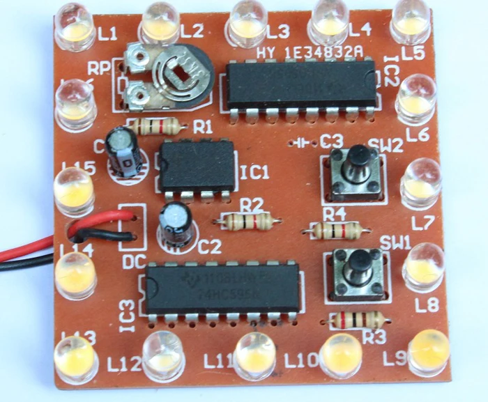 DIY Kit электронный NE555+ 74HC595 16 бит 16 канальный светильник плавные огни Светодиодный модуль комплект ходовой светильник сварочная доска