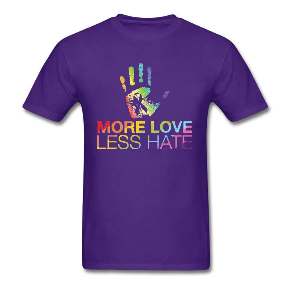 

More Love Less Hate Gay Pride LGBT Rainbow Hand Tshirt Finger Ostern Day Autumn Cotton Fabric Crewneck Men's Tops T Shirt