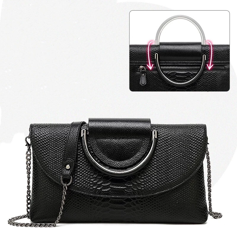 Womens Genuine Leather Handbags 2019 New Style Chains Clutches Ladies CrossBody Shoulder Messenger Bags Purses And | Багаж и сумки