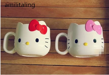Новинка кружка Hello Kitty чашка с полосками молочная стакан на краску ручкой